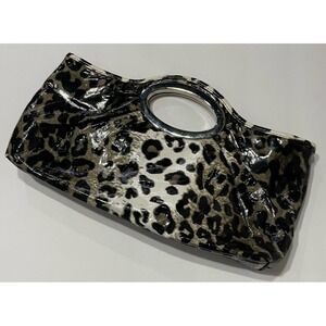 Animal print women's Clutch bag Handbag Wristlet Brown Tan‎ mob wife Edgy punk